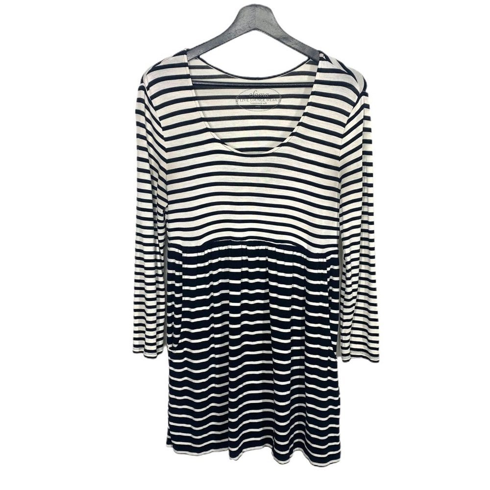 Soma Long Sleeve Black White Stripe Tunic Top Small